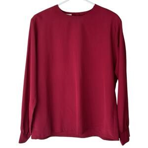 Pendleton Women’s 16 Blouse Red Satin Feel Long Sleeve Classic Career Top Office